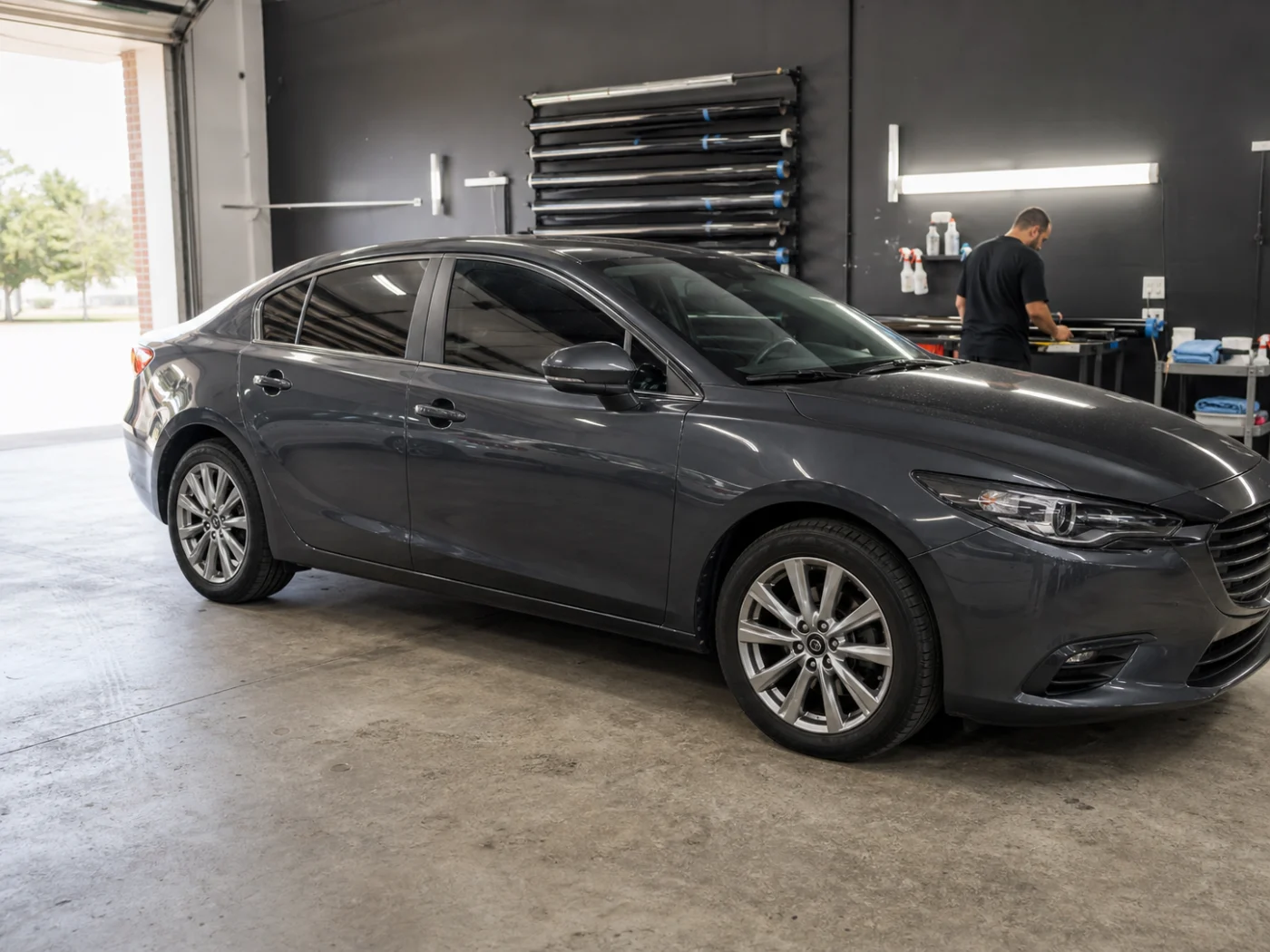 A finished vehicle in the South Bend tint shop